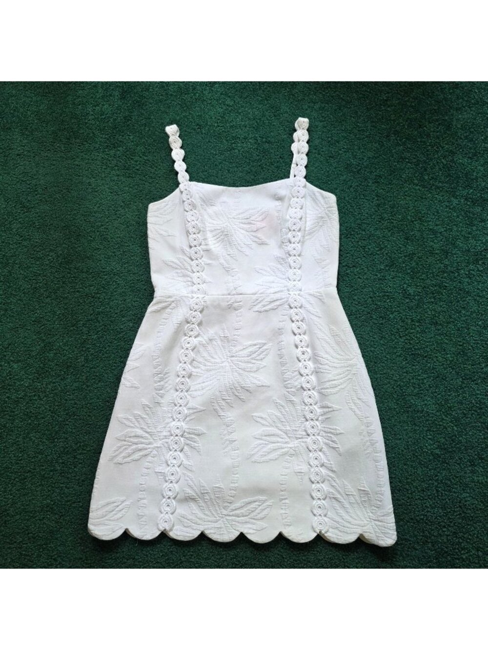 Lilly Pulitzer Romper Dress Sz 00 / XS Jesse White Palm Paradise Pucker Jacquard